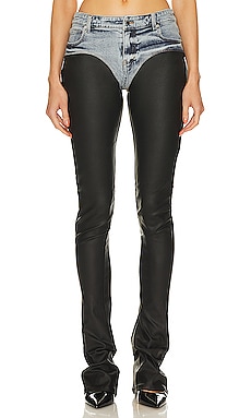 Winnie Faux Leather High Waisted Trousers in Black