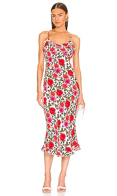 Shelley Rambling Midi Dress in White 