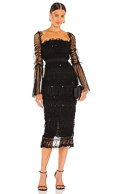 RAISSA Smocked Midi Dress in Black | REVOLVE