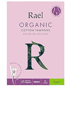 Product image of Rael Organic Cotton Super Tampons with BPA-Free Applicator. Click to view full details