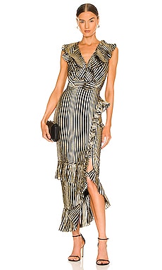 SALONI Anita Dress in Black & Light Gold | REVOLVE