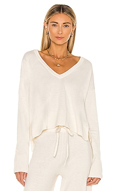 Sanctuary Essential V Neck Crop Sweater in Milk | REVOLVE