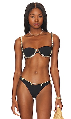 Seashell Colette Balconette Bikini Top in Black