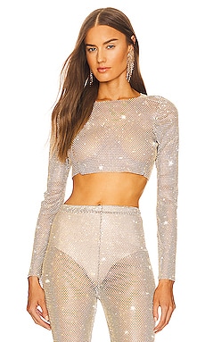 Michael Costello x REVOLVE Leonie Crop Top in Champagne & Black