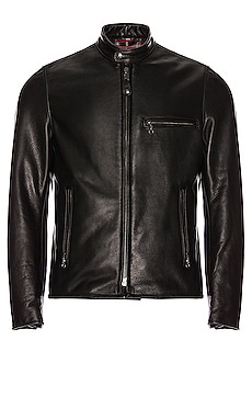 Waxed Natural Pebbled Cowhide Cafe Leather Jacket Schott