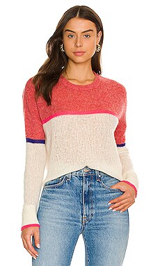 SUNDRY Colorblock Boxy Crewneck Sweater in Cream & Rust | REVOLVE