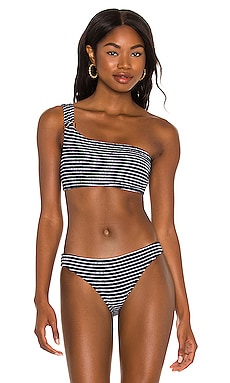 Seaside Stripe One Shoulder Bikini Top Seafolly $37 