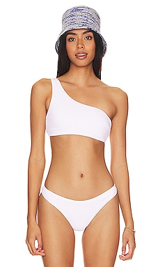 Seafolly One Shoulder Bikini Top in White