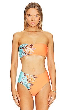 Seafolly Garden Party Bustier Bikini Top in Melon