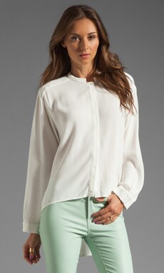 Button Down Uneven Hem Blouse