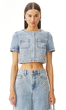 TOP CROPPED DENIM - Azul