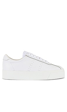 Superga 2854 Club 3 Full Comfort Leather Sneaker in Total White | REVOLVE