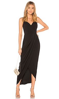 Shona Joy Cocktail Draped Dress in Black | REVOLVE