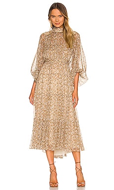 Ambar Long Sleeve Backless Tiered Midi Dress Shona Joy $308 