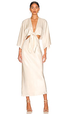 Product image of Shona Joy La Lune Tie Front Bias Midi Dress. Click to view full details