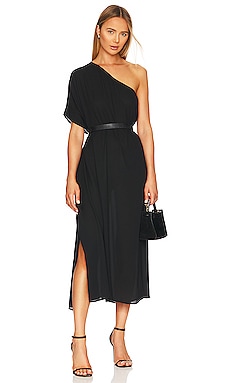 Ariana one-shoulder midi dress in black - Bananhot
