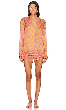 In Love With Me Orange And Pink Floral Pajama Top