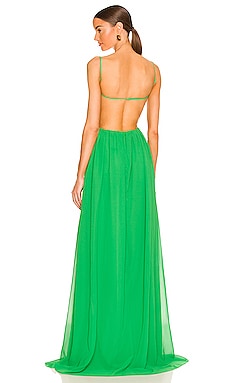 Elodie Cotton Voile Maxi Dress with Tiered Skirt - Green Bramble Print