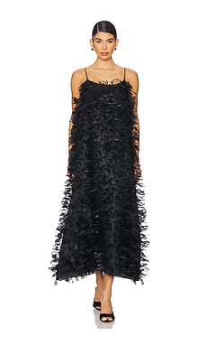 SELEZZA LONDON Ariadne Midi Dress in Midnight Black | REVOLVE