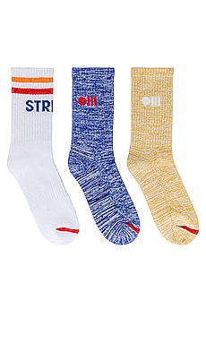 The 3 Pack Crew Socks Solid & Striped $24 NEW