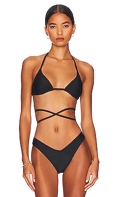 Tropic of C Bisou Bikini Top in Black Compression