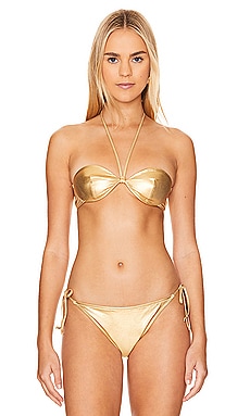 Buy OSTRA BRASIL Half Cup Swimsuit Top In Metallic - Gold At 55% Off