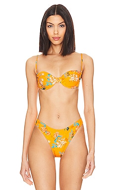 WEWOREWHAT Orange U-Ring Bandeau Bikini Top
