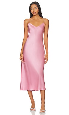 Lucia Midi Slip Dress In Hot Pink