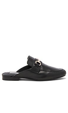 kandi black leather loafer slides