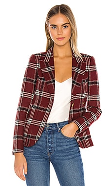 Smythe Patch Pocket Duchess Blazer in Maroon Plaid | REVOLVE