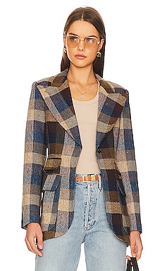 Smythe Birkin Blazer in Peri Lumberjacket Check | REVOLVE