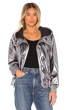 Superdown Missy Puffer Jacket in Metallic Silver - Size M