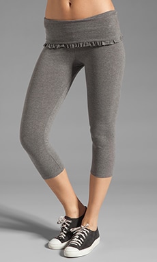 SOLOW Fold Over Crop Legging with Ruffle in Medium Heather Grey