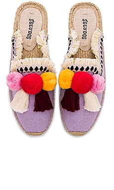 Soludos frayed edge on sale pom pom mule