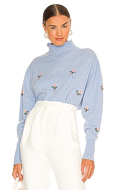 Embroidered Mock Neck Sweater Something Navy $102 