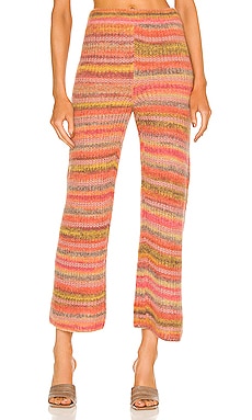 Wide Leg Striped Knitted Pants Something Navy $119 