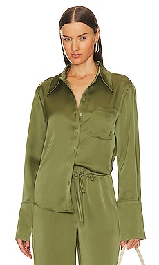 Bella Dahl Fray Hem Shirt in Basil REVOLVE