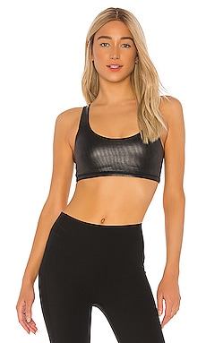 SPANX Low Impact Faux Leather Bra in Very Black