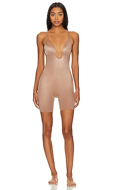 SPANX Beige/Champagne Suit Your Fancy Low Back Plunge Thong Bodysuit Size M  for sale online 