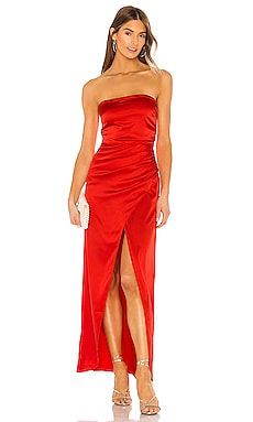 superdown Ryleigh Strapless Maxi Dress in Red