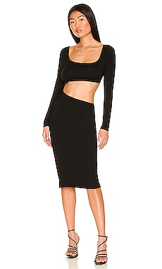 Alice + Olivia Evia Fitted Spaghetti Strap Dress in Black