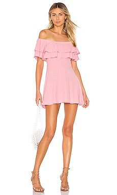 

Платье ruffle briget - superdown, Розовый, С открытым плечом
