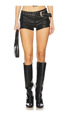 superdown Melisa Faux Leather Short in Black from Revolve.com