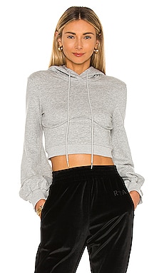 alo Quilted Arena Cropped Hoodie in Heather Grey