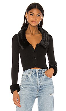 

Elaney faux fur cardigan - superdown, Черный, Длинные рукава