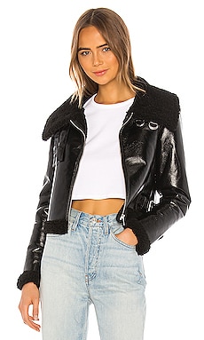 NBD Jaedon Faux Shearling Jacket Dress in Black