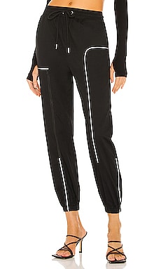 superdown Rinah Faux Leather Jogger Pant in Black