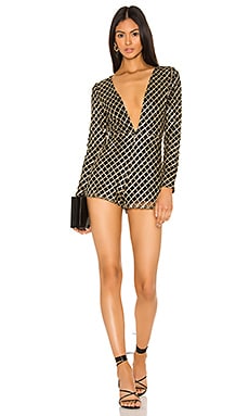 

Ромпер с глубоким v-образным вырезом krissy - superdown, Black;metallic gold, Черный