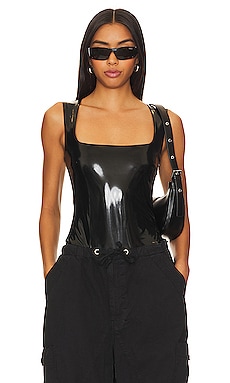 SPANX Mock Neck Bodysuit in Luxe Black