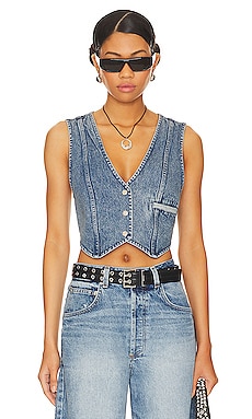 Levi's Womens Raine Denim Crop Top, check yourself 2, a4881-0000